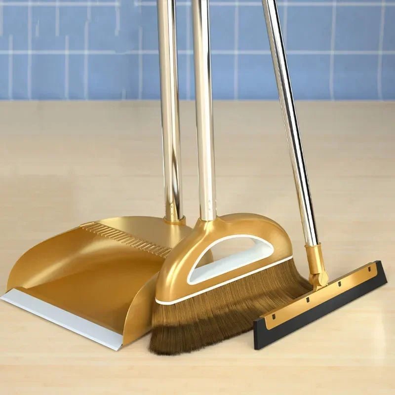 Magic Broom and Plastic Dustpan Set Cleaning Tools Sweeper Wiper for Floors Home Accessories Sweeping Dust Brush Multifunction - Checkouts UK