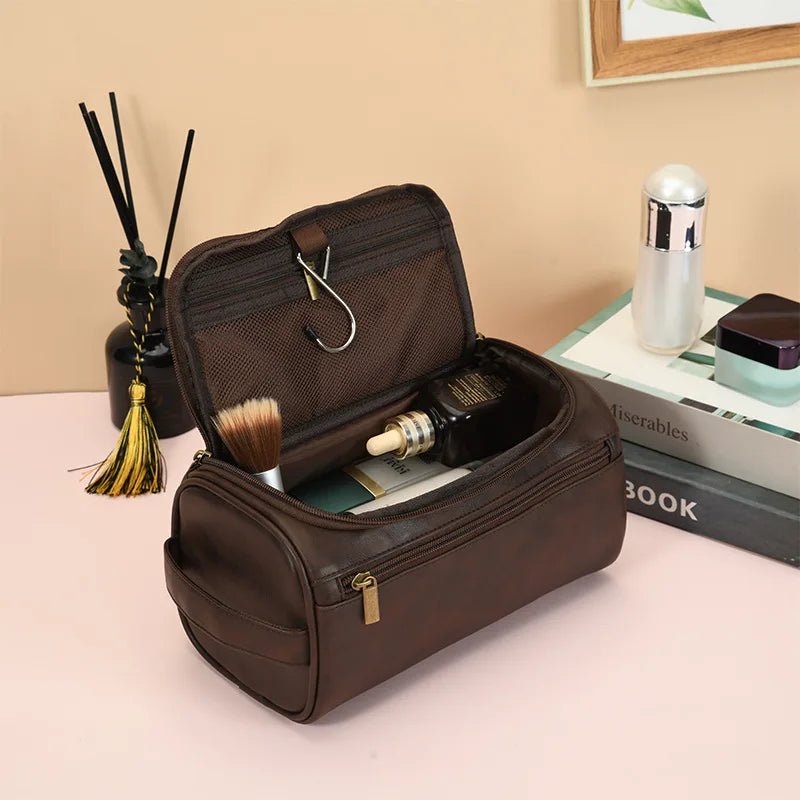 Men Vintage Luxury Toiletry Bag Travel Necessary Business Cosmetic Makeup Cases Male Hanging Storage Organizer Wash Bags - Checkouts UK