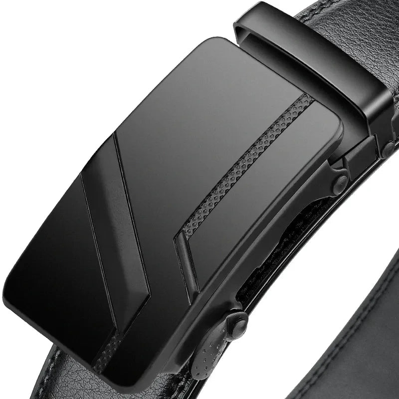 Men's High - Quality Belt 110cm 120cm 130cm Luxury Belt, Black Men's Automatic Buckle Jeans Men's Belt Suit Belt - Checkouts UK