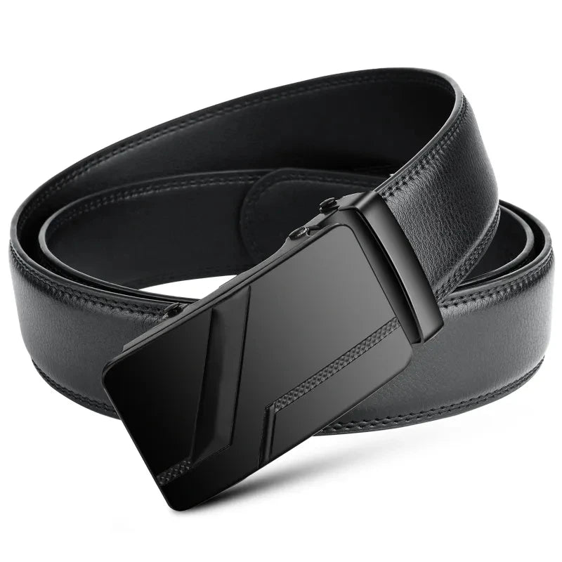 Men's High - Quality Belt 110cm 120cm 130cm Luxury Belt, Black Men's Automatic Buckle Jeans Men's Belt Suit Belt - Checkouts UK