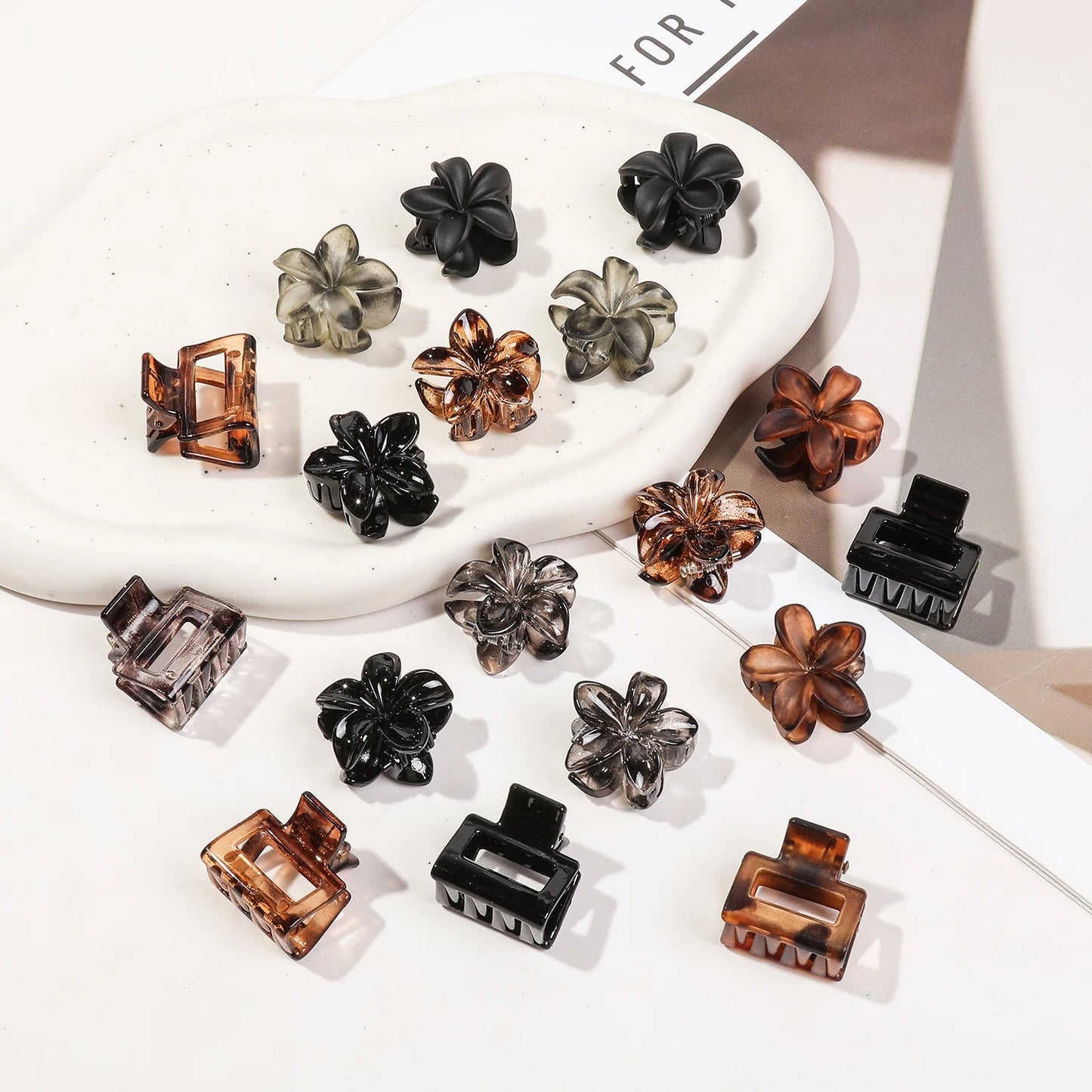 Mini Flower Hair Clips Pack for Women - Creaseless Styling Claw Clips for Bangs and Tiny Hair Styling - Checkouts UK