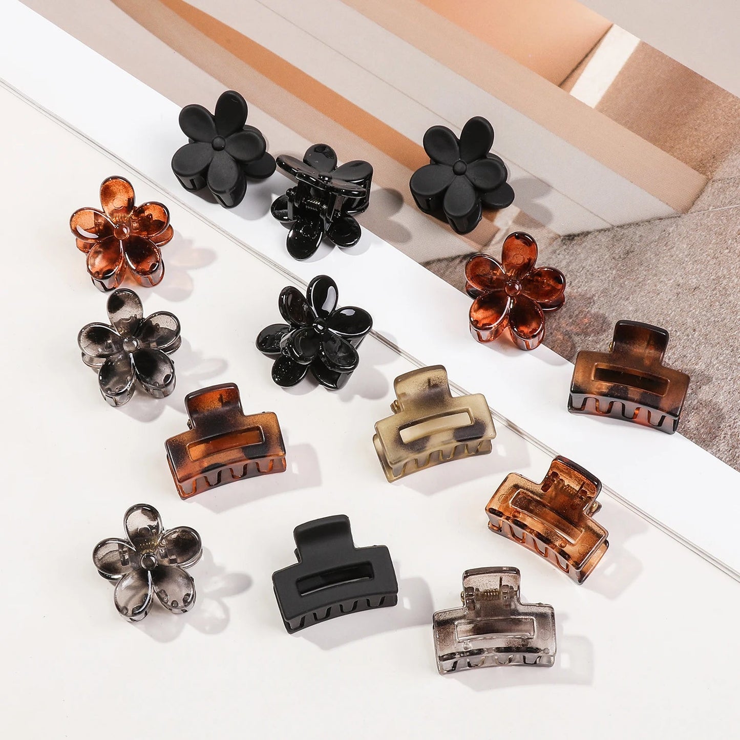 Mini Flower Hair Clips Pack for Women - Creaseless Styling Claw Clips for Bangs and Tiny Hair Styling - Checkouts UK