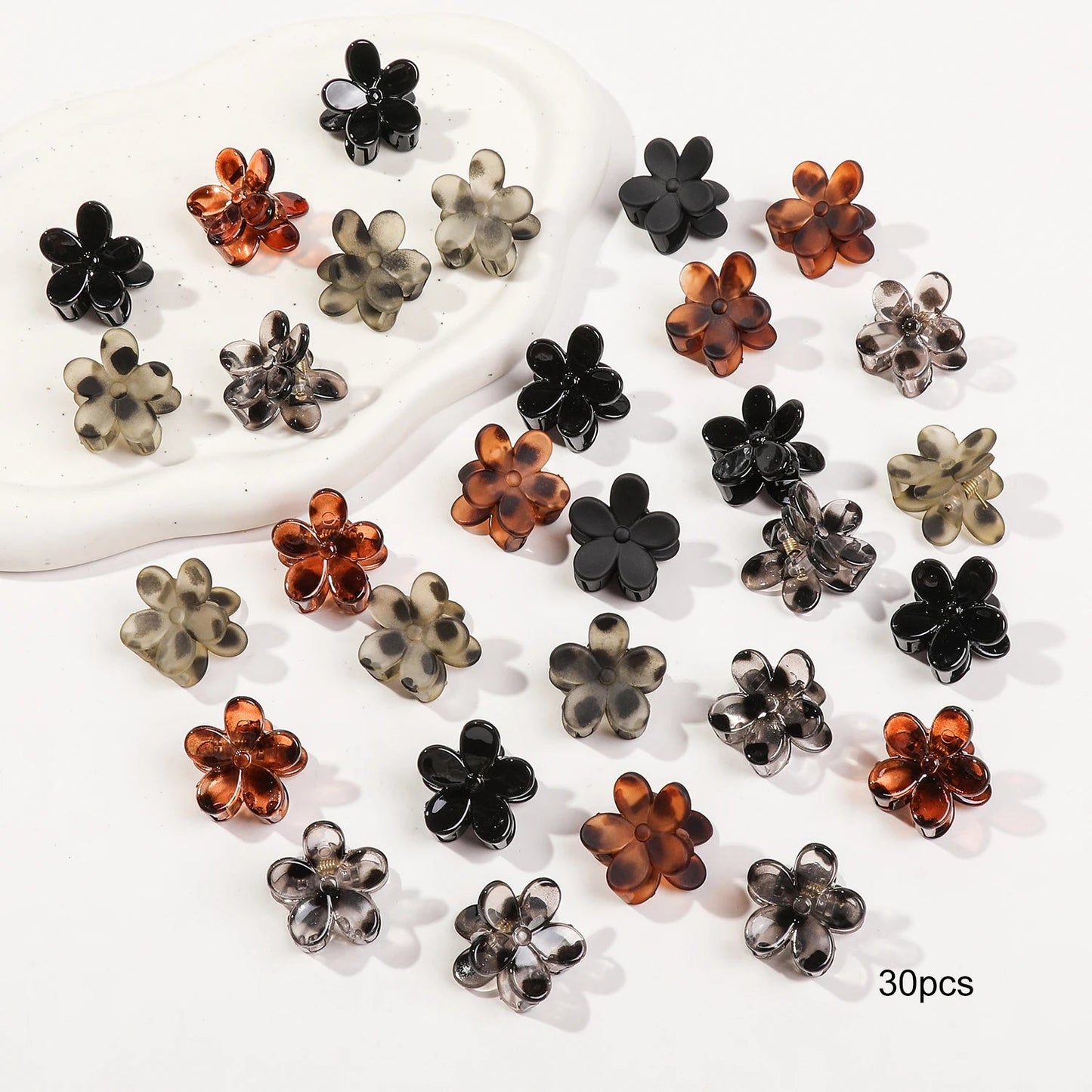 Mini Flower Hair Clips Pack for Women - Creaseless Styling Claw Clips for Bangs and Tiny Hair Styling - Checkouts UK