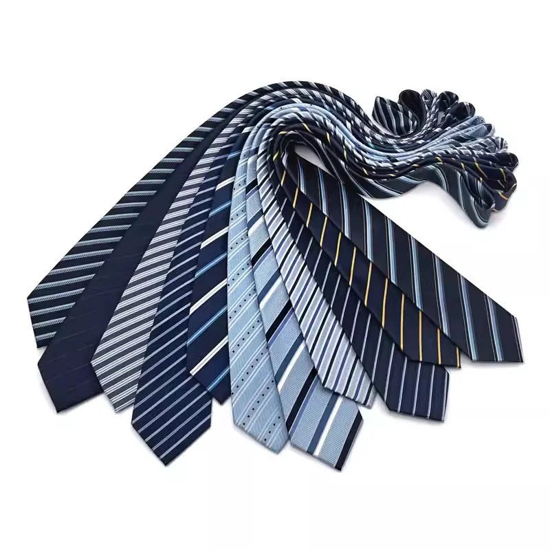 NEW 8cm Tie for Man Tie Luxury Striped Stripes Blue Navy Business Neck Tie Suit Cravat Wedding Party Necktie Men Gift - Checkouts UK