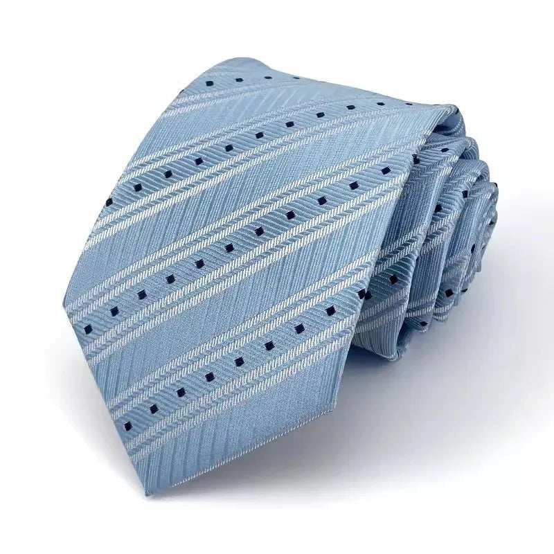 NEW 8cm Tie for Man Tie Luxury Striped Stripes Blue Navy Business Neck Tie Suit Cravat Wedding Party Necktie Men Gift - Checkouts UK