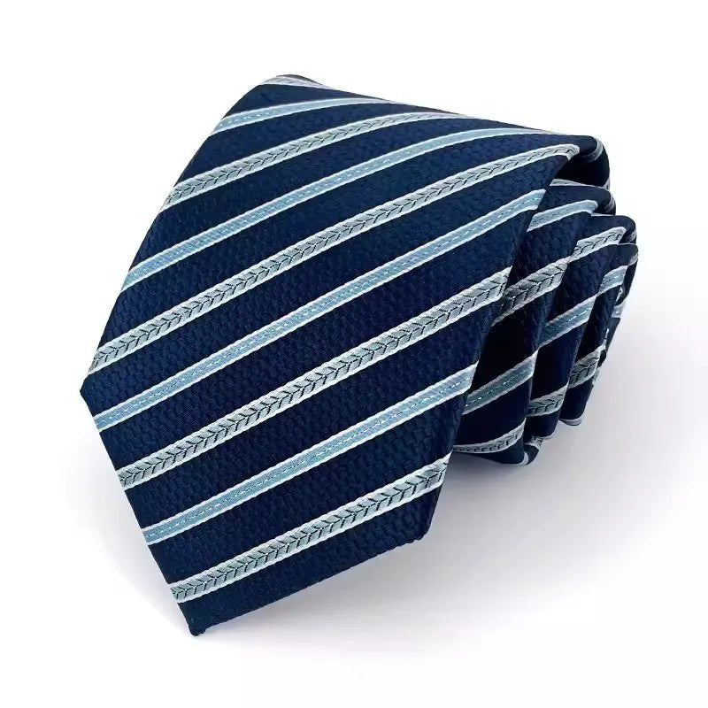 NEW 8cm Tie for Man Tie Luxury Striped Stripes Blue Navy Business Neck Tie Suit Cravat Wedding Party Necktie Men Gift - Checkouts UK