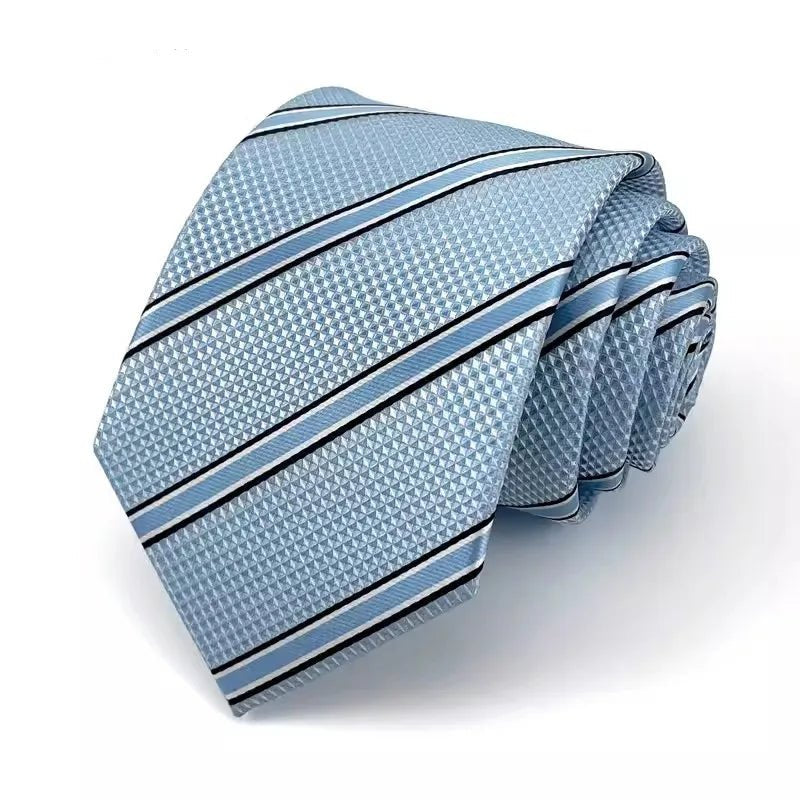 NEW 8cm Tie for Man Tie Luxury Striped Stripes Blue Navy Business Neck Tie Suit Cravat Wedding Party Necktie Men Gift - Checkouts UK