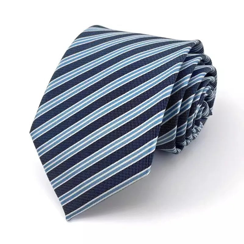NEW 8cm Tie for Man Tie Luxury Striped Stripes Blue Navy Business Neck Tie Suit Cravat Wedding Party Necktie Men Gift - Checkouts UK