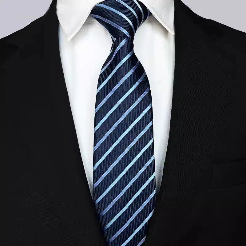 NEW 8cm Tie for Man Tie Luxury Striped Stripes Blue Navy Business Neck Tie Suit Cravat Wedding Party Necktie Men Gift - Checkouts UK
