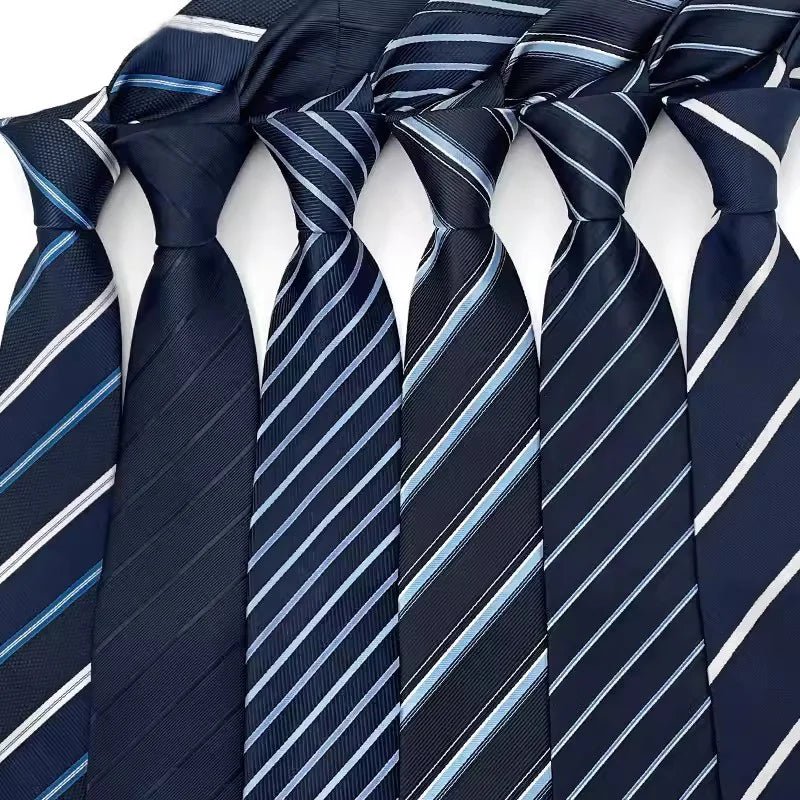 NEW 8cm Tie for Man Tie Luxury Striped Stripes Blue Navy Business Neck Tie Suit Cravat Wedding Party Necktie Men Gift - Checkouts UK