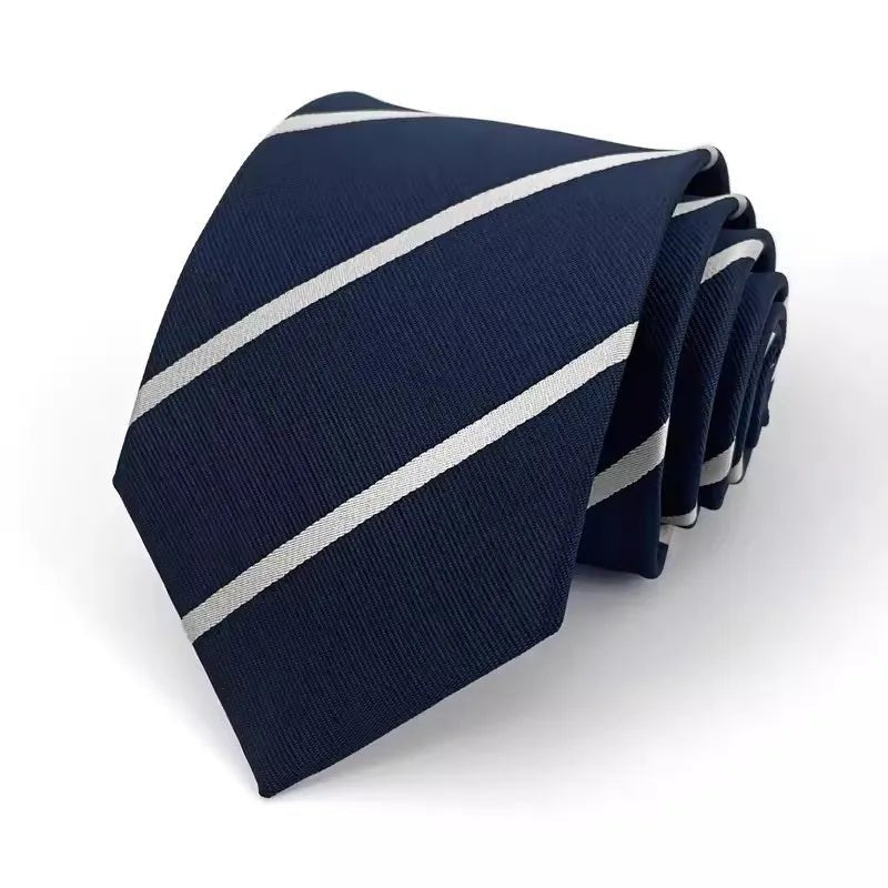 NEW 8cm Tie for Man Tie Luxury Striped Stripes Blue Navy Business Neck Tie Suit Cravat Wedding Party Necktie Men Gift - Checkouts UK