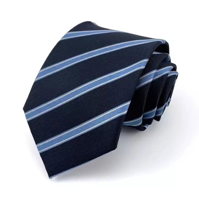 NEW 8cm Tie for Man Tie Luxury Striped Stripes Blue Navy Business Neck Tie Suit Cravat Wedding Party Necktie Men Gift - Checkouts UK