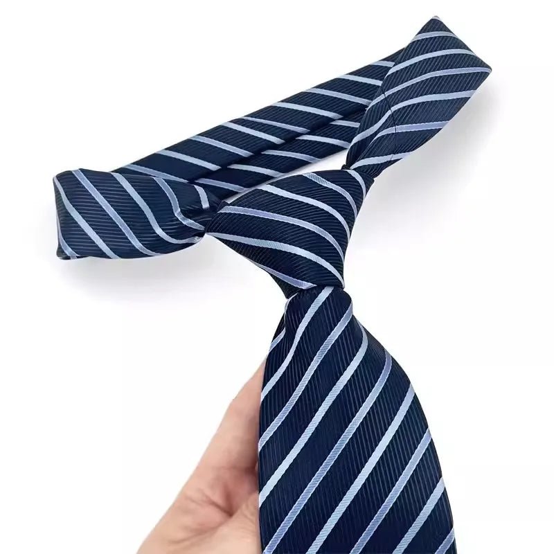 NEW 8cm Tie for Man Tie Luxury Striped Stripes Blue Navy Business Neck Tie Suit Cravat Wedding Party Necktie Men Gift - Checkouts UK