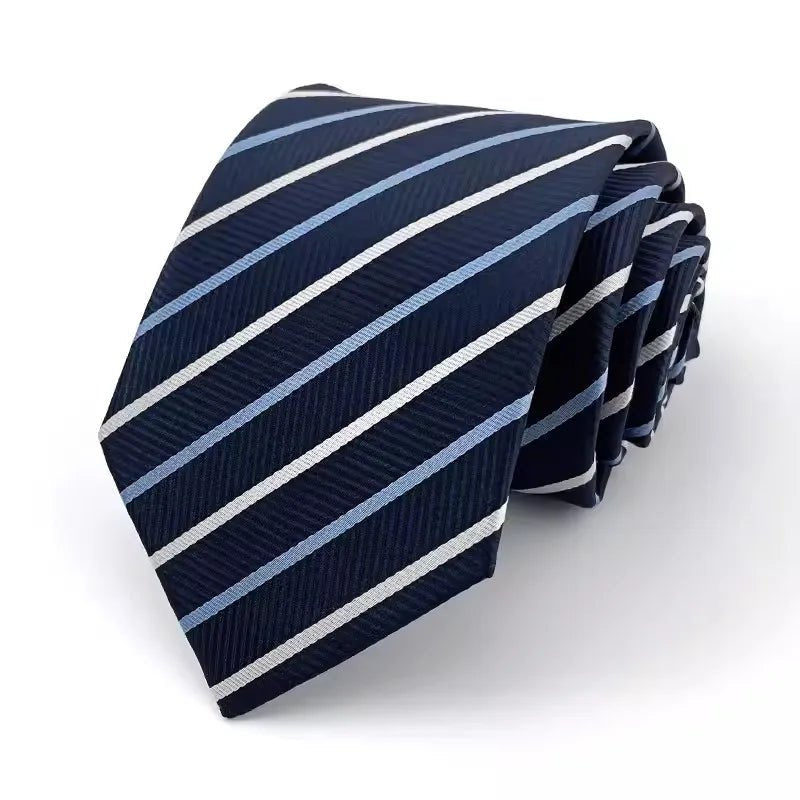 NEW 8cm Tie for Man Tie Luxury Striped Stripes Blue Navy Business Neck Tie Suit Cravat Wedding Party Necktie Men Gift - Checkouts UK