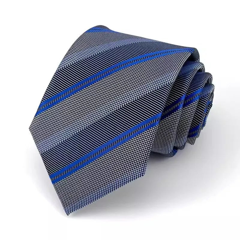 NEW 8cm Tie for Man Tie Luxury Striped Stripes Blue Navy Business Neck Tie Suit Cravat Wedding Party Necktie Men Gift - Checkouts UK