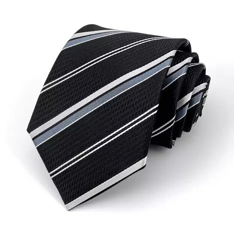 NEW 8cm Tie for Man Tie Luxury Striped Stripes Blue Navy Business Neck Tie Suit Cravat Wedding Party Necktie Men Gift - Checkouts UK