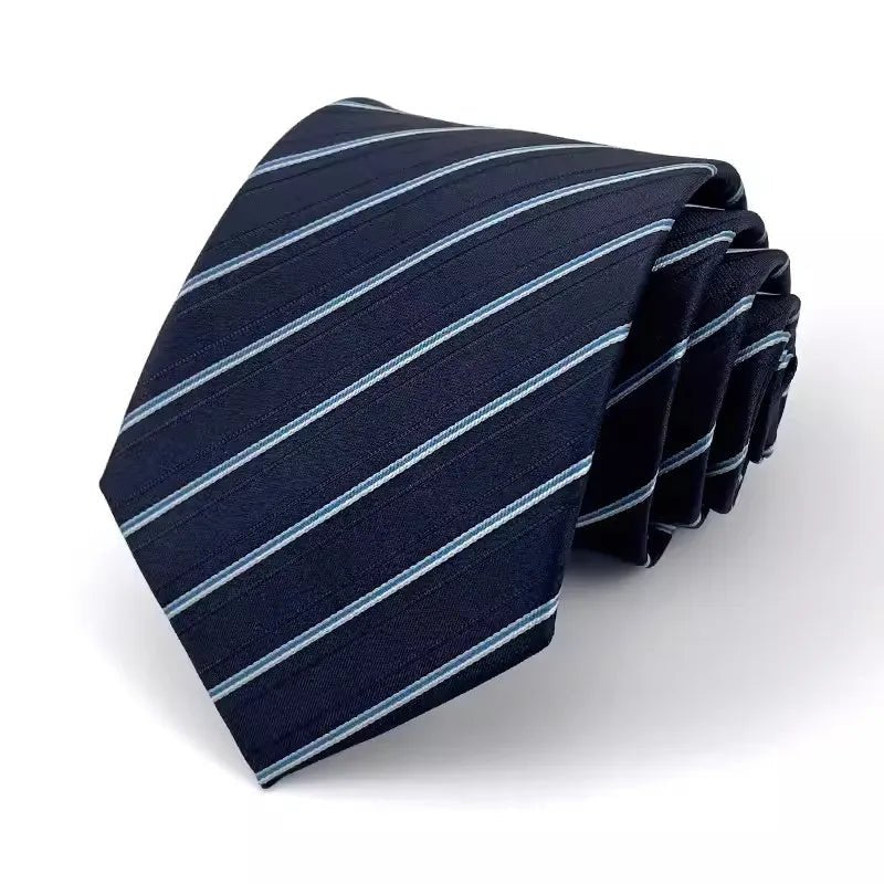 NEW 8cm Tie for Man Tie Luxury Striped Stripes Blue Navy Business Neck Tie Suit Cravat Wedding Party Necktie Men Gift - Checkouts UK