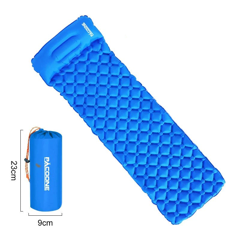 Outdoor Camping Sleeping Pad Folding Sleep Mat Beach Inflat Mattress with Pillows Ultralight Air Mat Travel Hiking New - Checkouts UK