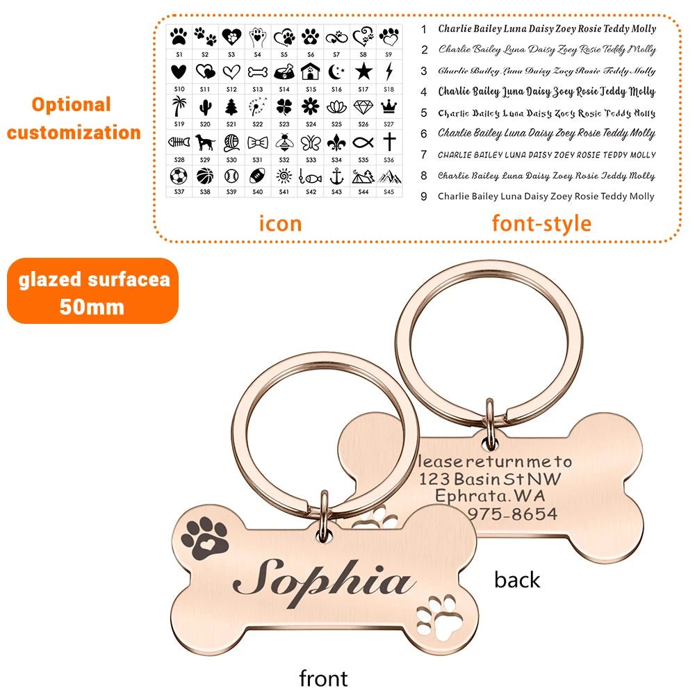 Personalized Pet Dog Tag Shiny Steel Free Engraving Kitten Puppy Anti - lost Collars Nameplate for Dog Address Tag Pet Accessoires - Furbury