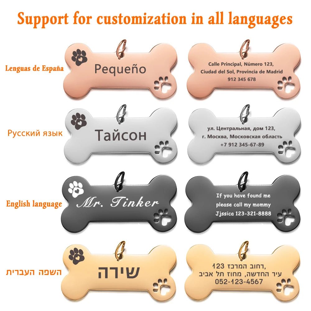 Personalized Pet Dog Tag Shiny Steel Free Engraving Kitten Puppy Anti - lost Collars Nameplate for Dog Address Tag Pet Accessoires - Furbury