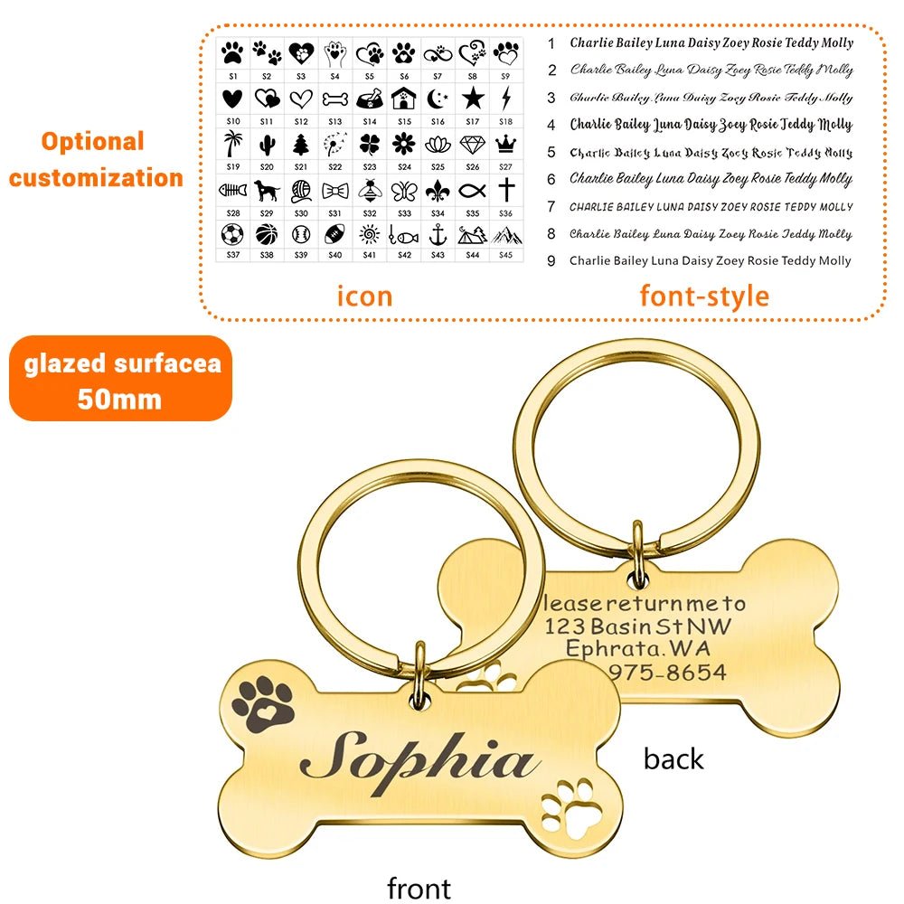 Personalized Pet Dog Tag Shiny Steel Free Engraving Kitten Puppy Anti - lost Collars Nameplate for Dog Address Tag Pet Accessoires - Furbury