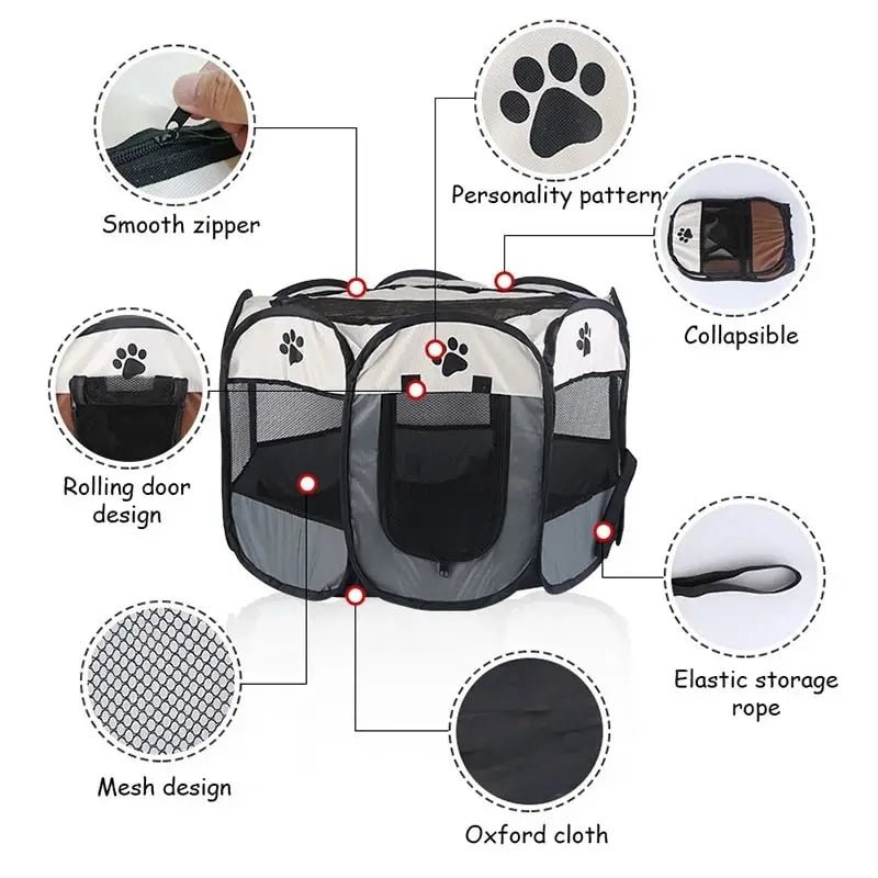 Portable Foldable Pet Tent Kennel Octagonal Fence Puppy Shelter Easy To Use Outdoor Easy Operation Large Dog Cages Cat Fences - Furbury