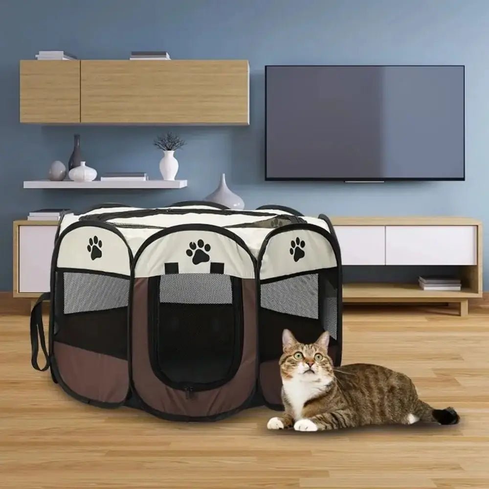 Portable Foldable Pet Tent Kennel Octagonal Fence Puppy Shelter Easy To Use Outdoor Easy Operation Large Dog Cages Cat Fences - Furbury