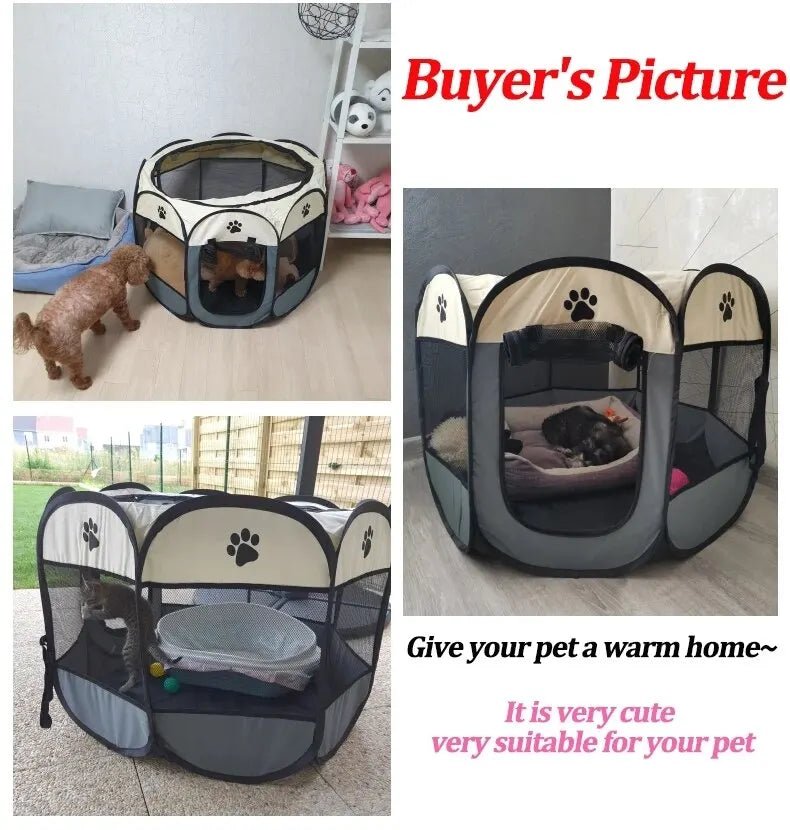 Portable Foldable Pet Tent Kennel Octagonal Fence Puppy Shelter Easy To Use Outdoor Easy Operation Large Dog Cages Cat Fences - Furbury