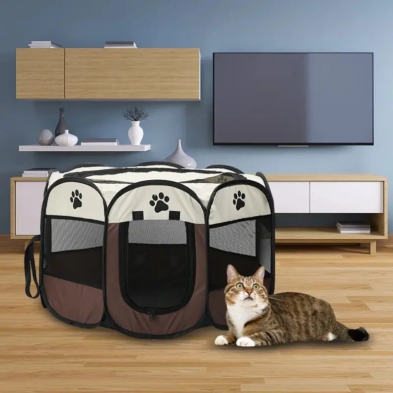Portable Foldable Pet Tent Kennel Octagonal Fence Puppy Shelter Easy To Use Outdoor Easy Operation Large Dog Cages Cat Fences - Furbury