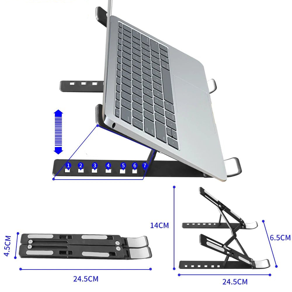 Portable Laptop Stand 7/10 Gears Foldable ABS Tablet for Macbook Apple Air Pro Lenovo Samsung Bracket Universal Pad PC Holder - Checkouts UK