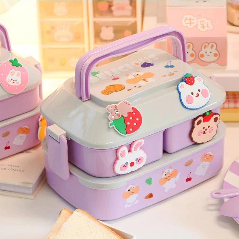 Portable Lunch Box For Girls School Kids Plastic Picnic Bento Box Microwave Food Box With Compartments Storage Containers - Checkouts UK