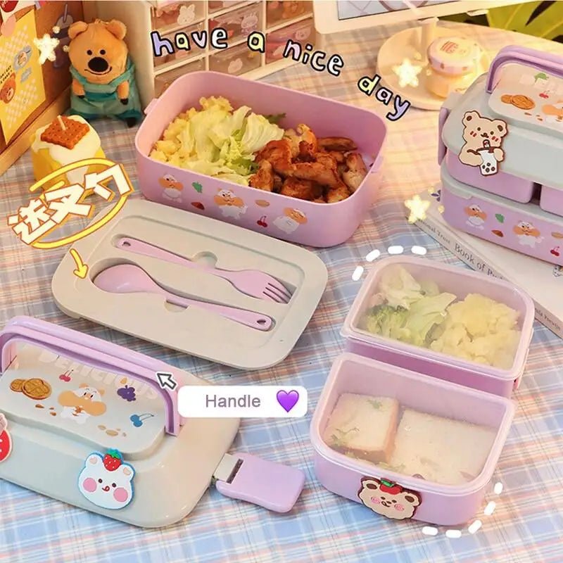 Portable Lunch Box For Girls School Kids Plastic Picnic Bento Box Microwave Food Box With Compartments Storage Containers - Checkouts UK