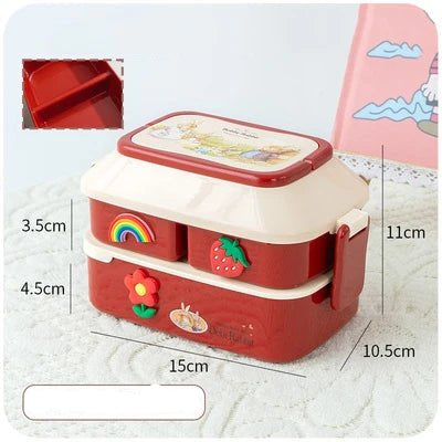 Portable Lunch Box For Girls School Kids Plastic Picnic Bento Box Microwave Food Box With Compartments Storage Containers - Checkouts UK