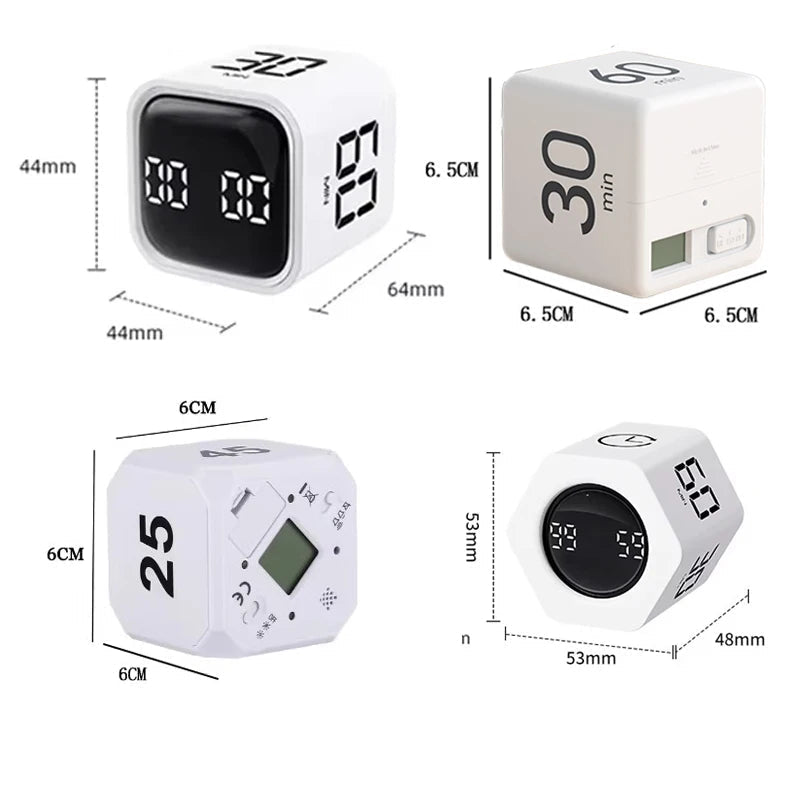 Productivity Cube Timer Gravity Sensor Flipping LED Display 4 Preset Time Dual Modes Countdown Cooking Study Mini Digital Timer - Checkouts UK