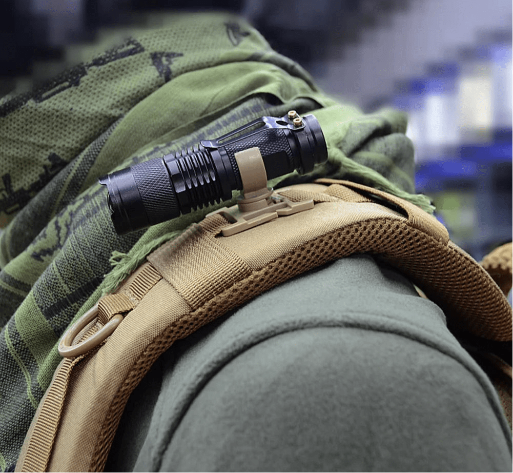 Ring Flashlight Work Backpack Lamp Outdoor Hike Climb Pack Light Holder Water Pipe Pole Tool Clamp Shoulder Tape Clip - Checkouts UK