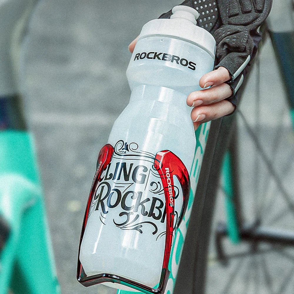 ROCKBROS Cycling Water Bottle+Water Bottle Holder 2 - Piece Set - 750ml Sports Water Bottle+Integrated Molded Water Bottle Holder - Checkouts UK