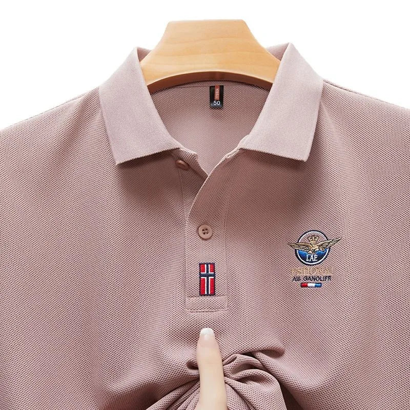 Short Sleeved Polo Shirt for Men in Summer 2025, New Business Casual Wrinkle Resistant Half Sleeved Lapel T-shirt, Loose and Iro - Checkouts UK