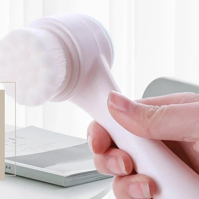 Silica Gel Facial Brush Double Sided Facial Cleanser Blackhead Removing Product Pore Cleaner Exfoliating Facial Brush Face Brush - Checkouts UK