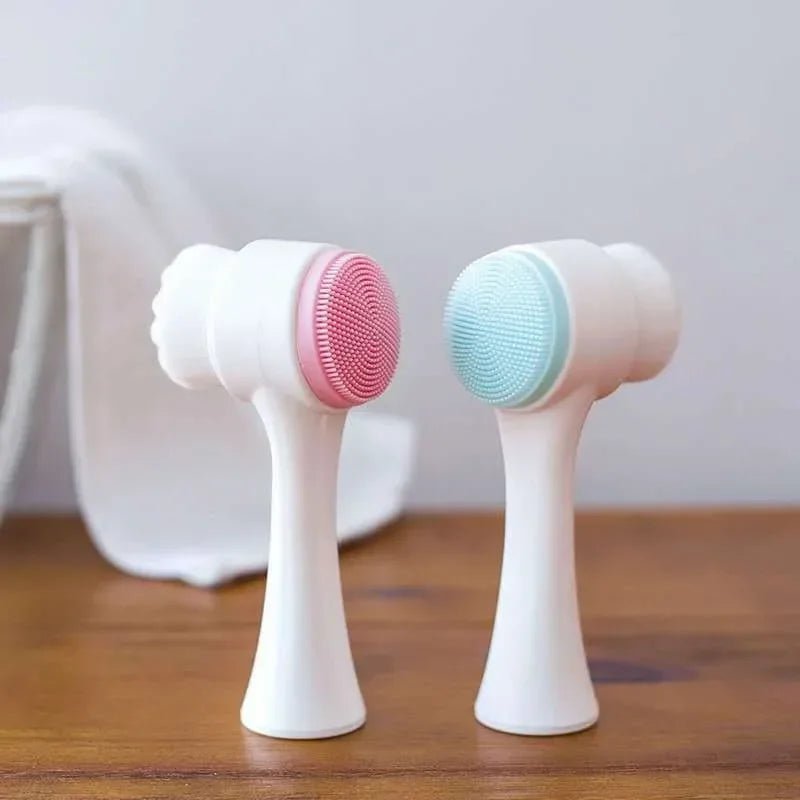 Silica Gel Facial Brush Double Sided Facial Cleanser Blackhead Removing Product Pore Cleaner Exfoliating Facial Brush Face Brush - Checkouts UK