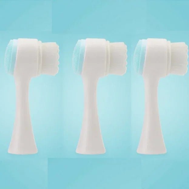 Silica Gel Facial Brush Double Sided Facial Cleanser Blackhead Removing Product Pore Cleaner Exfoliating Facial Brush Face Brush - Checkouts UK