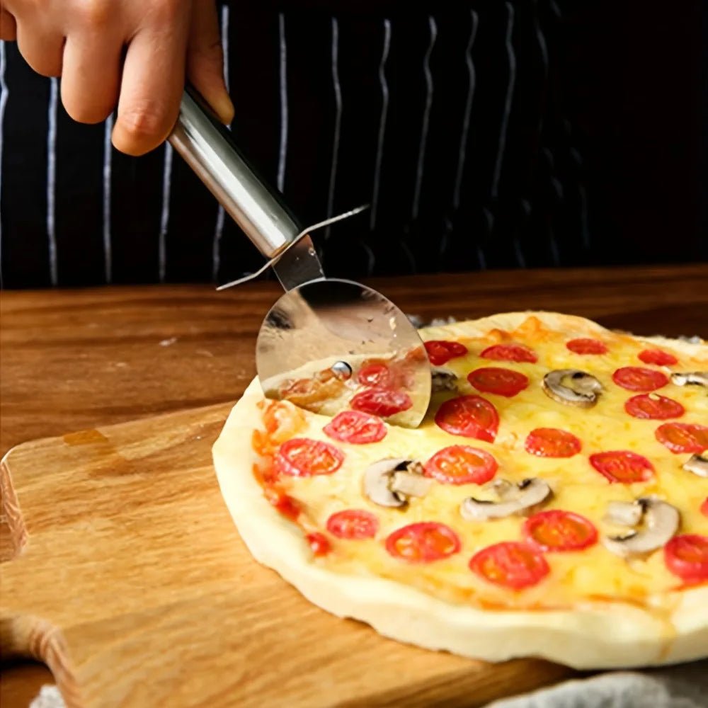 Stainless Steel Kitchen Pizza Cutter Wheel Server Tools Mooncake Shovel Waffle Cookies Dough Slicer Manual Pizza Cutter Wheel - Checkouts UK