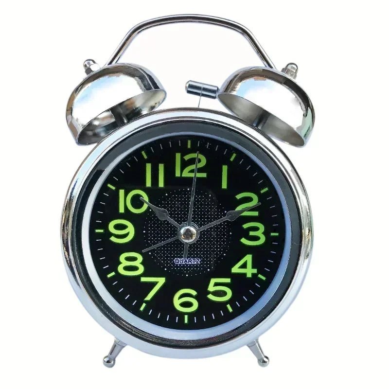 Super Loud Alarm Clock Metal Twin Bell Alarm Clock with Night Light Retro Bedside Clock Silent Table Desk Clocks for Home Bedroo - Checkouts UK