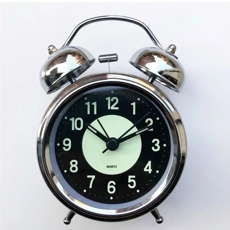 Super Loud Alarm Clock Metal Twin Bell Alarm Clock with Night Light Retro Bedside Clock Silent Table Desk Clocks for Home Bedroo - Checkouts UK