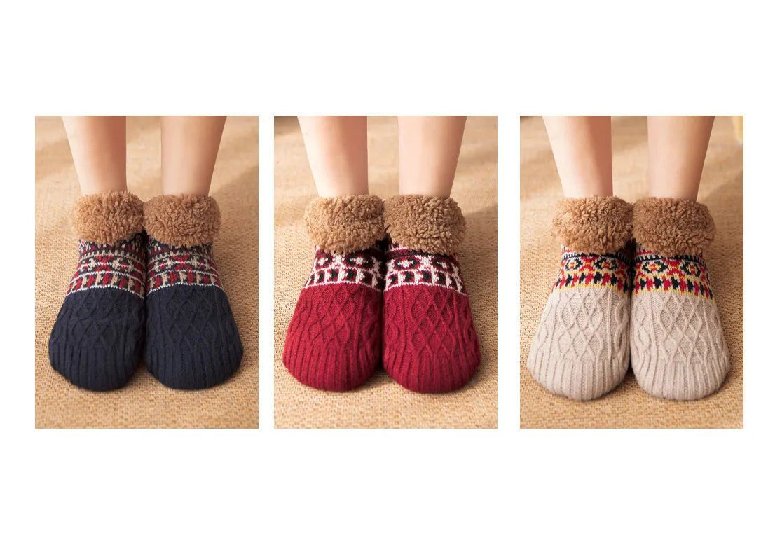 Super Warm Winter Non - slip Floor Socks Women Men Snow Socks Sleep Carpet Socks Slippers Socks Women Velvet Boot Unsiex Home Wear - Checkouts UK
