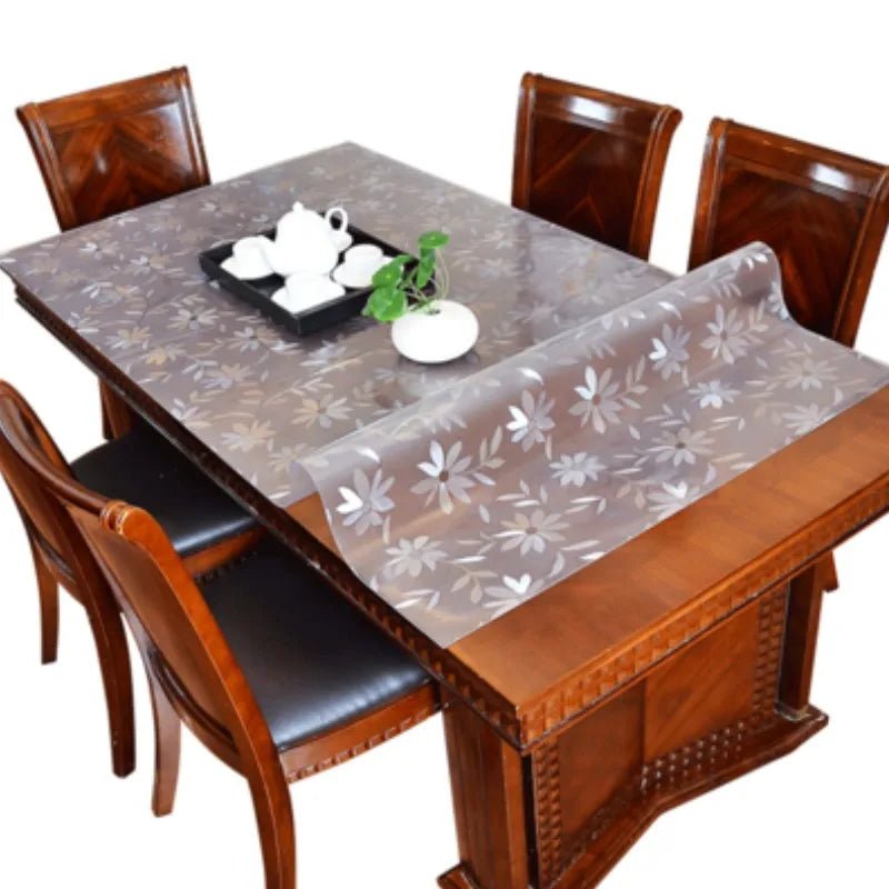 Thickened 1.0mm transparent cosmos PVC tablecloth waterproof table cover oil - proof kitchen custom soft glass protection mat - Checkouts UK
