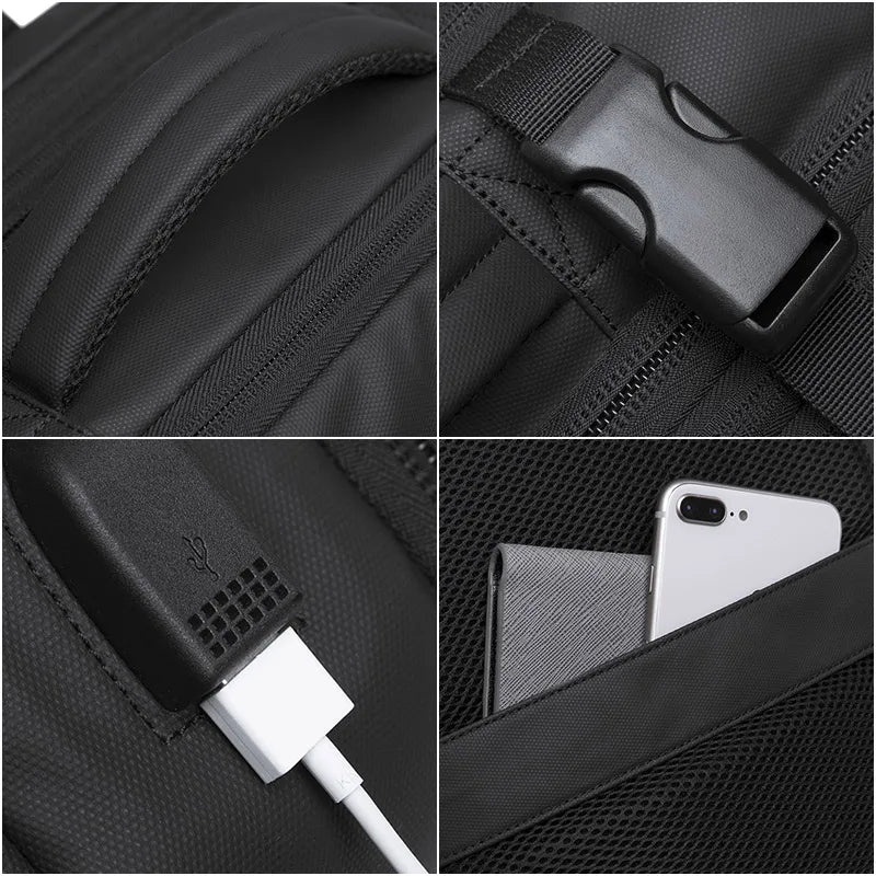 Travel Backpack Men Business Backpack School Expandable USB Bag Large Capacity 17.3 Laptop Waterproof Fashion Backpack - Checkouts UK