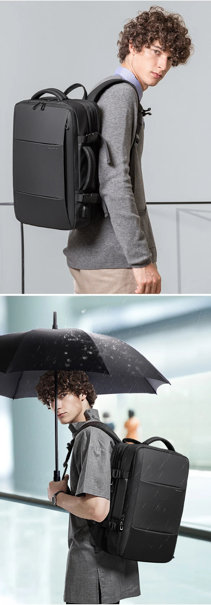 Travel Backpack Men Business Backpack School Expandable USB Bag Large Capacity 17.3 Laptop Waterproof Fashion Backpack - Checkouts UK