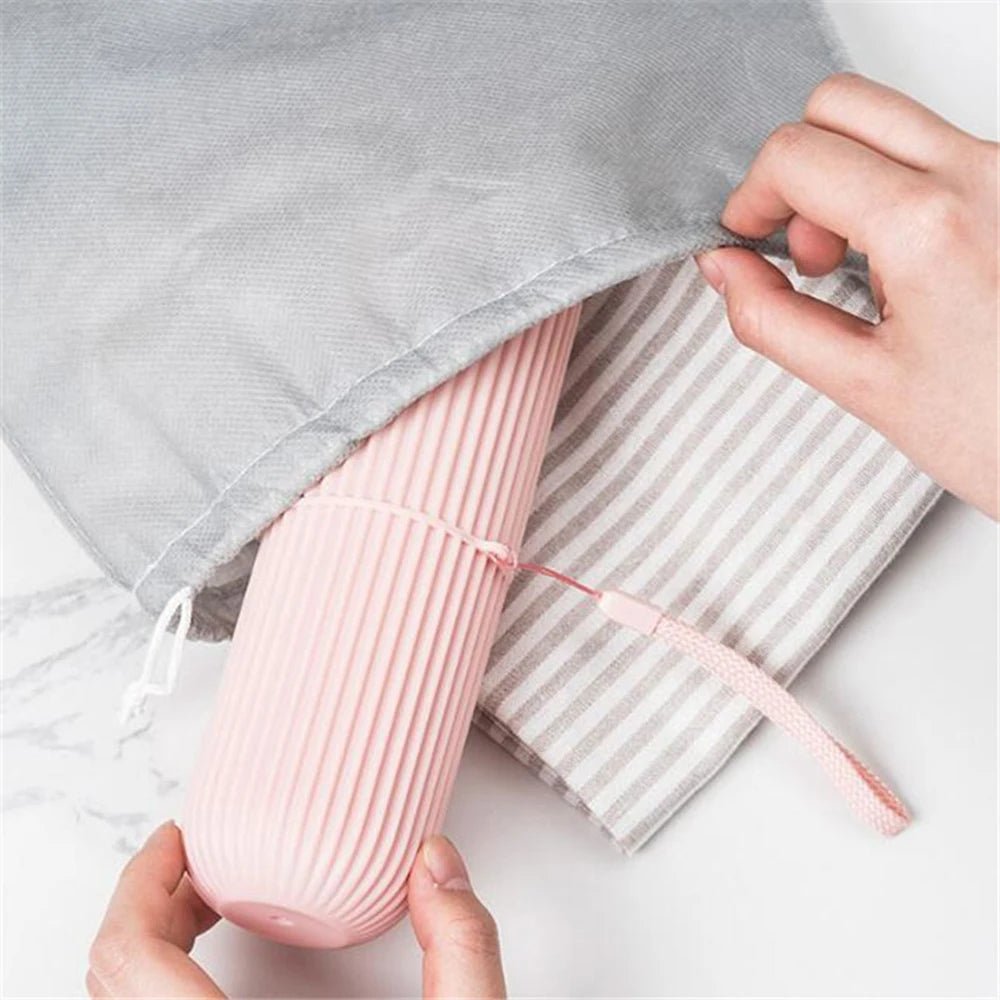 Travel Toothbrush Box Vertical Stripe Portable Mouthwash Cup Brushing Cup Washing Cup Toothware Box Toothpaste Storage Cartridge - Checkouts UK