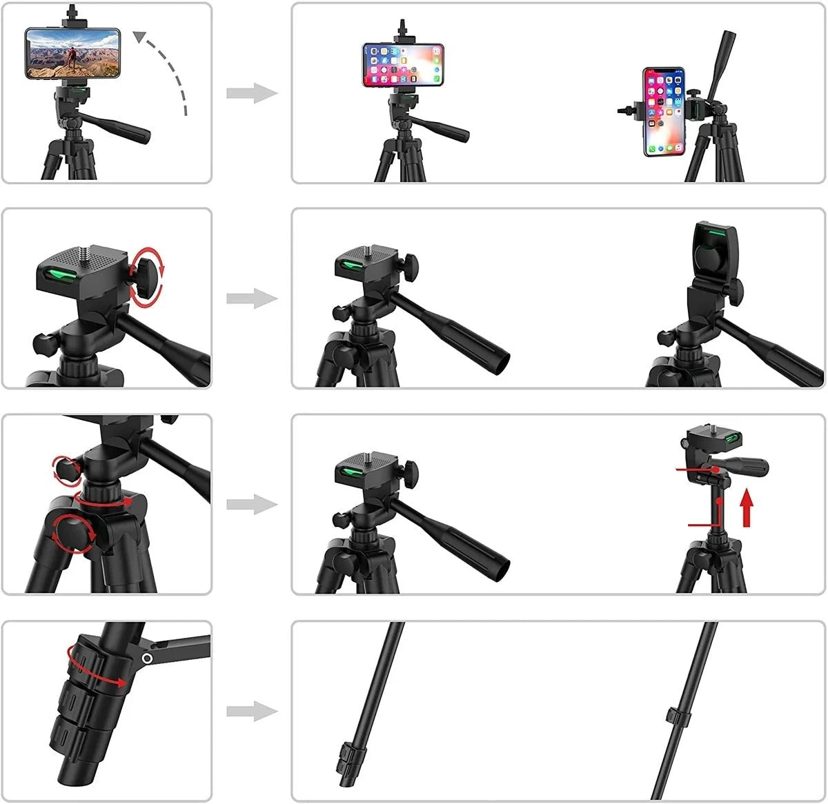 Tripod For Phone Camera Tripod Stand with Bluetooth Remote Phone Holder Lightweight Universal Photography For Xiaomi Huawei DSLR - Checkouts UK