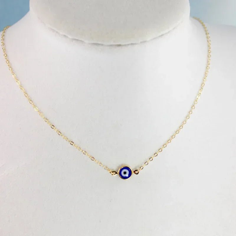 Turkey Blue Evil Eye Necklace for Women Stainless Steel Chokers Pendant Chains Clavicle Ethnic Boho Lucky Fashion Jewelry Gifts - Checkouts UK